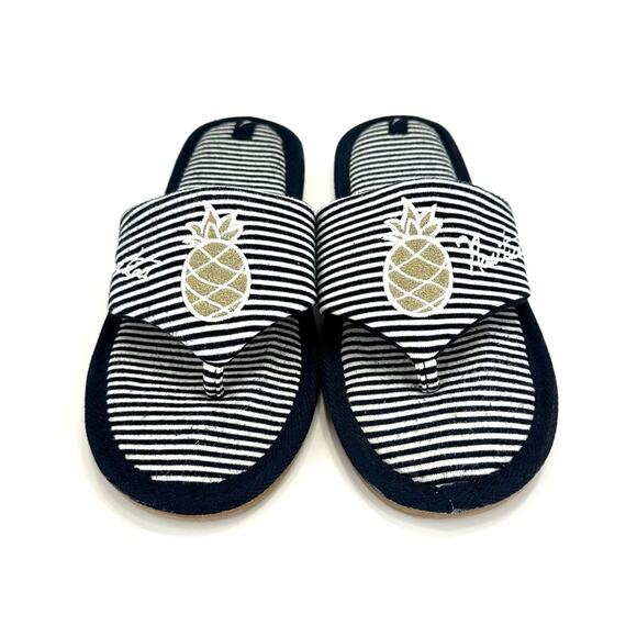 Nautica Livia Women Flip-Flop Sandal Sz 7 Navy White Stripes Embroidered Accent - Picture 12 of 12